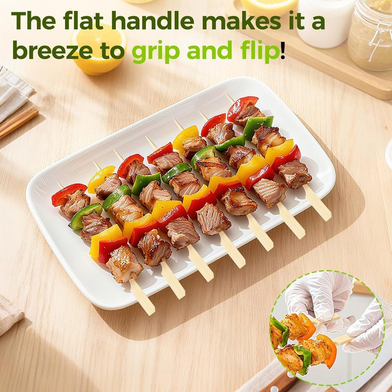 BWCXR 200PCS Flat Bamboo Skewers 6 Inch – Appetizer and BBQ Picks for Grilling, Cocktail Garnish, Fruit, Meat, Cheese, Snacks, Kabob Sticks for Party and Catering - Image 3